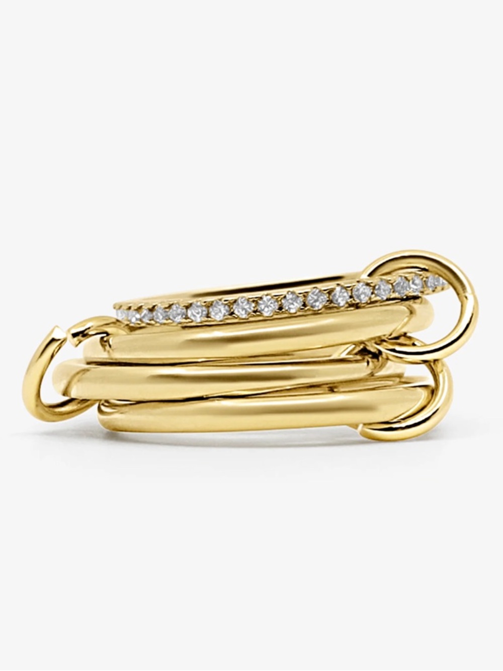 Gold Multi-Band Ring with Pavé Accent
